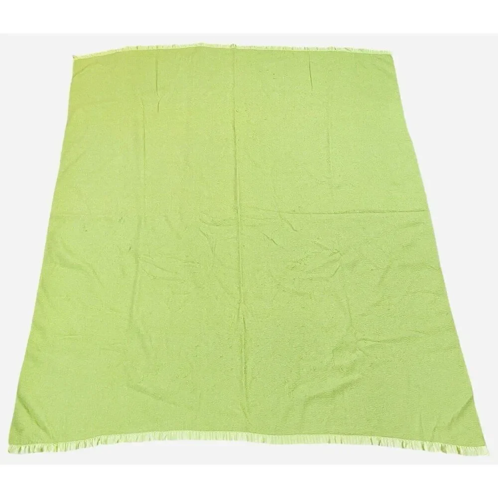 Vintage Light Green Satin Edge Blanket 80 x 66 Unique Color Bed Throw Warm Cozy